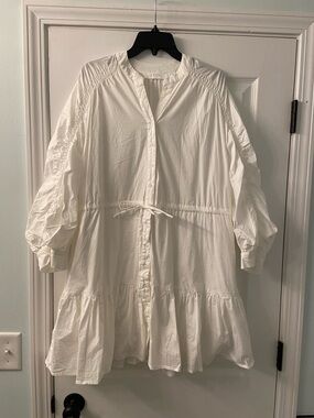 Astr White Button-Front Dress